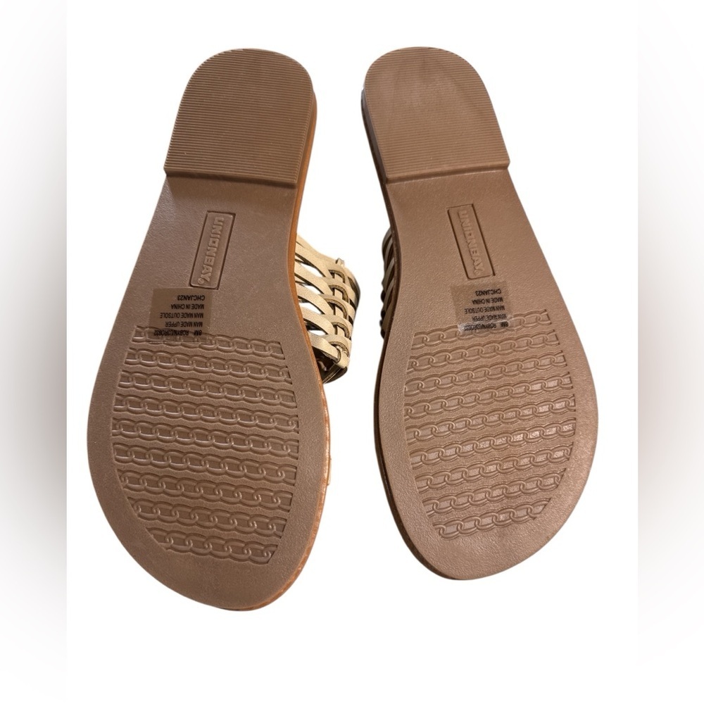 Unionbay Robyn Woven Toe Ring Flat Sandal Women’s Size 8M Cream & Tan - Picture 8 of 9